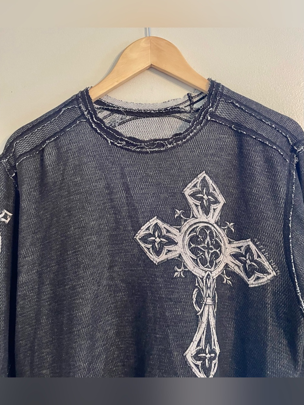 Vtg Y2K Affliction Angel Wings Cross Men’s Long Sleeve Dbl Side Thermal Shirt XL - Picture 3 of 13